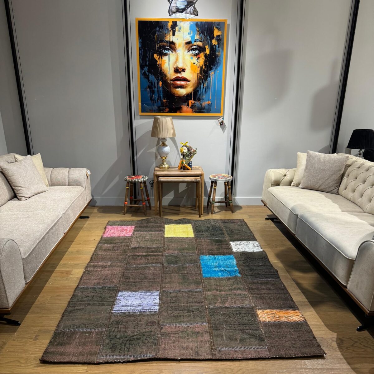 Dark Vintage Turkish Patchwork Rug