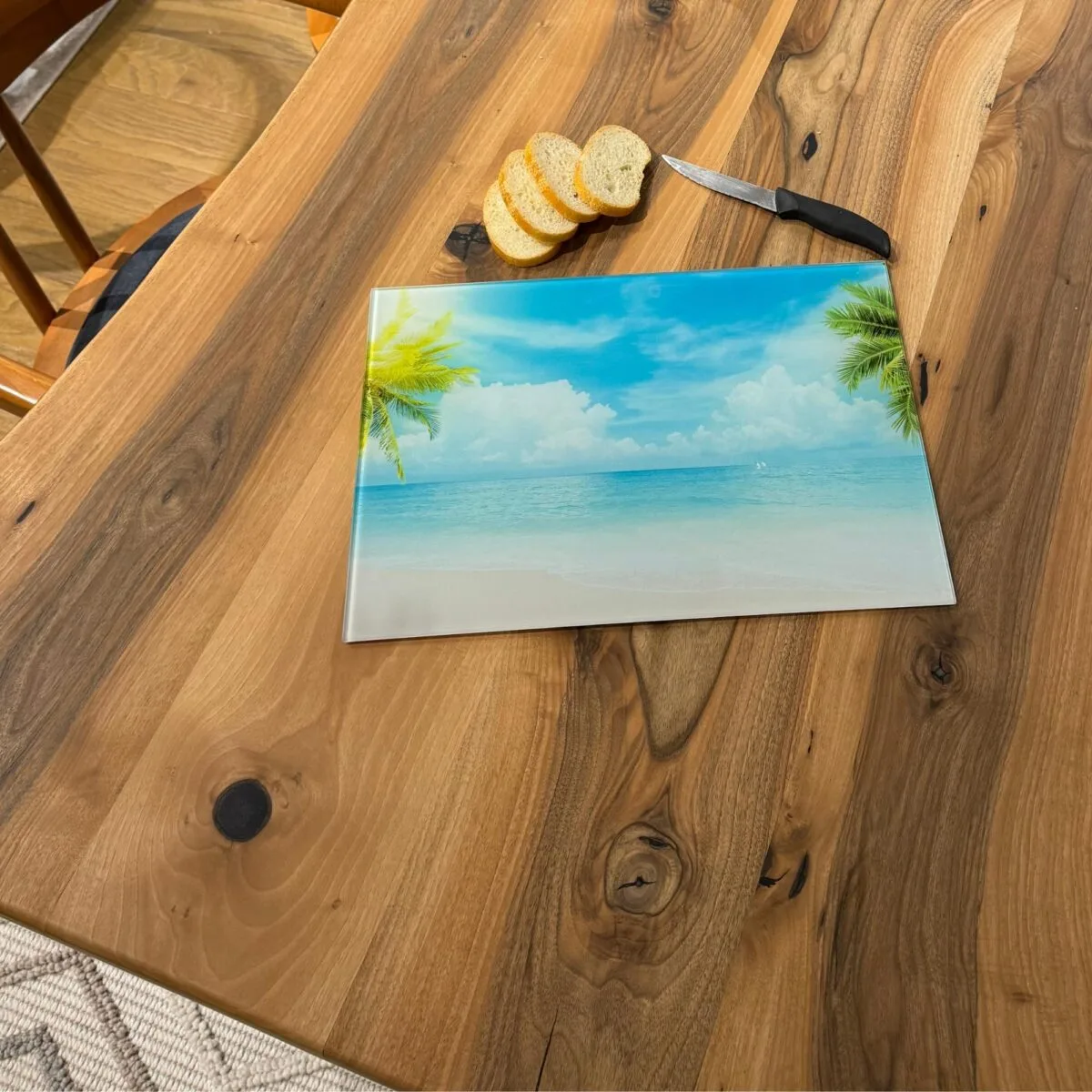 Tropical Beach Tempered Glass Cutting Board