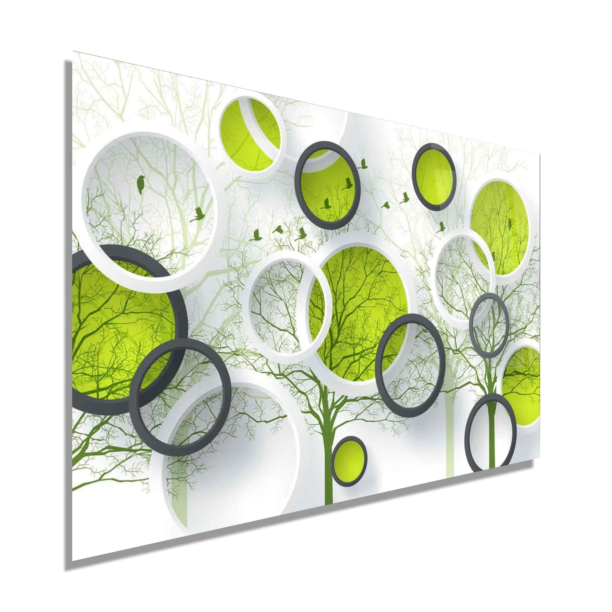 Abstract Trees and Approach Glass Wall Art