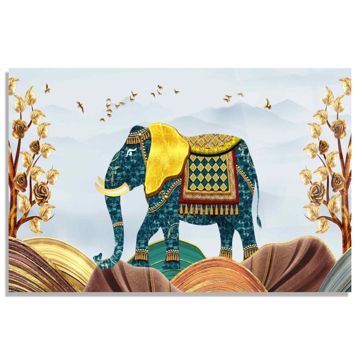Majestic Elephant Glass Wall Art