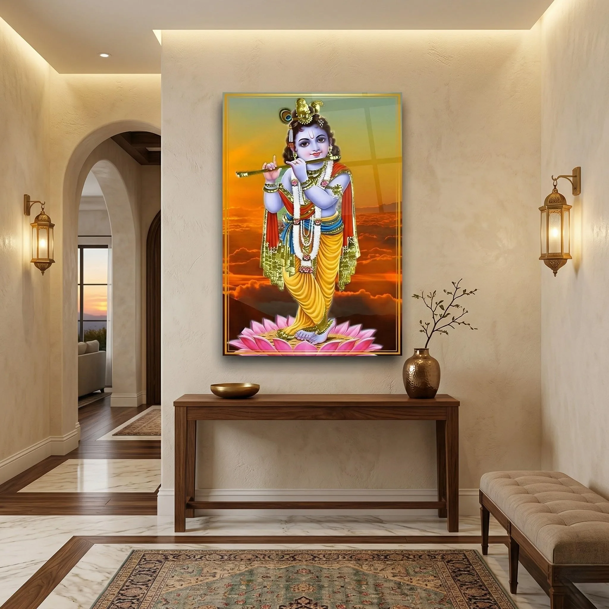 Krishna Glass Wall Art