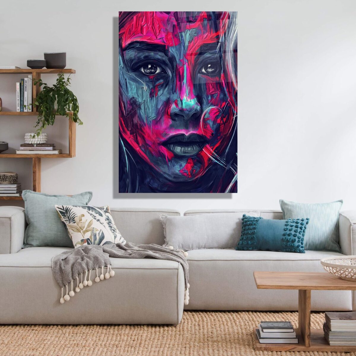 Abstract Woman Face Glass Wall Art