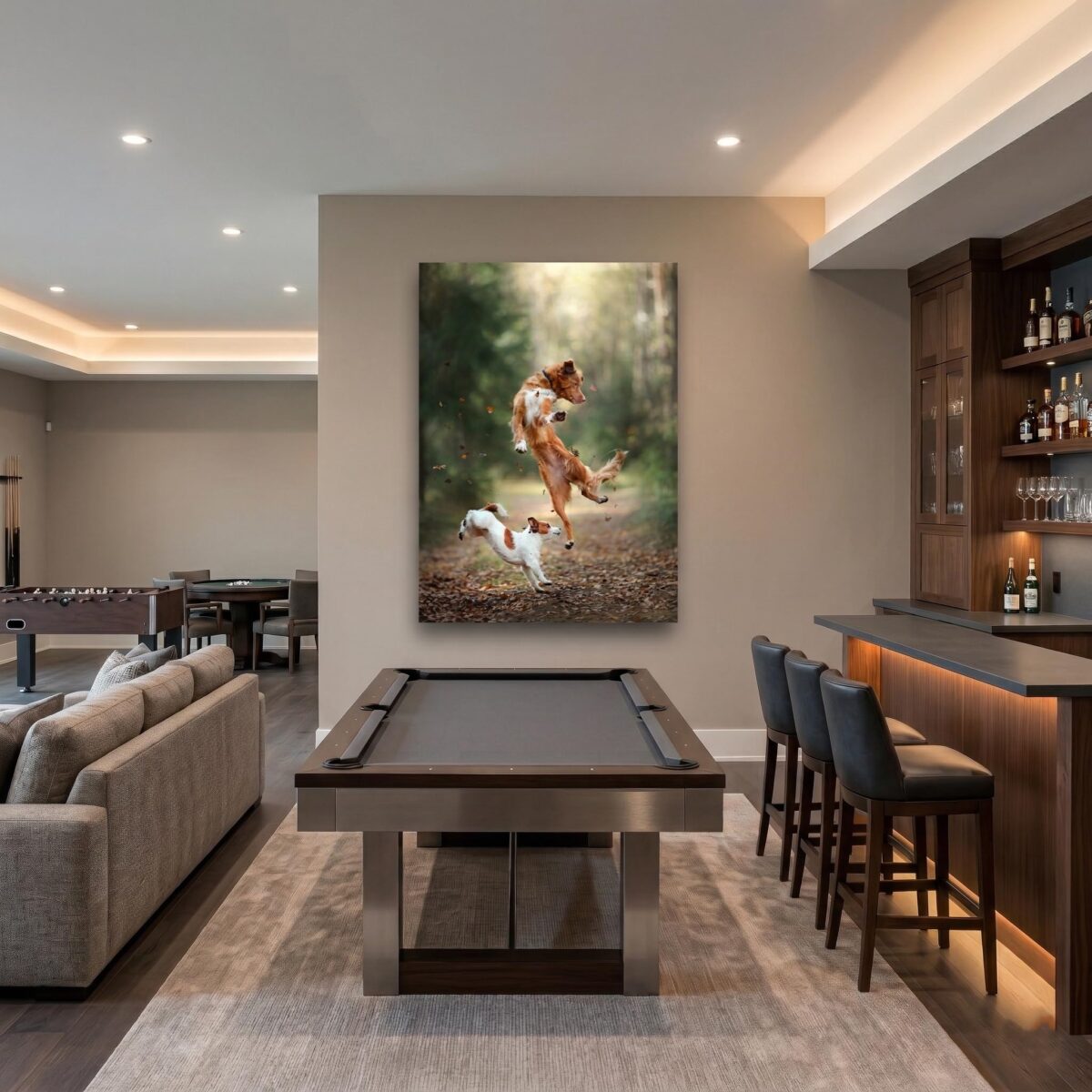 Dog Action Glass Wall Art