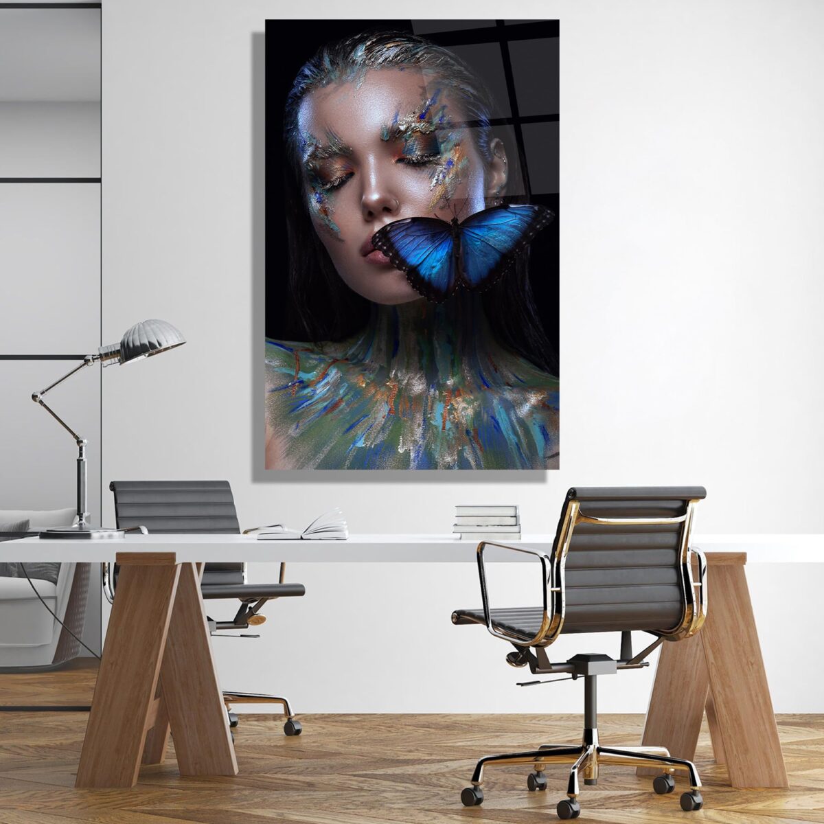 Butterfly Woman Glass Wall Art