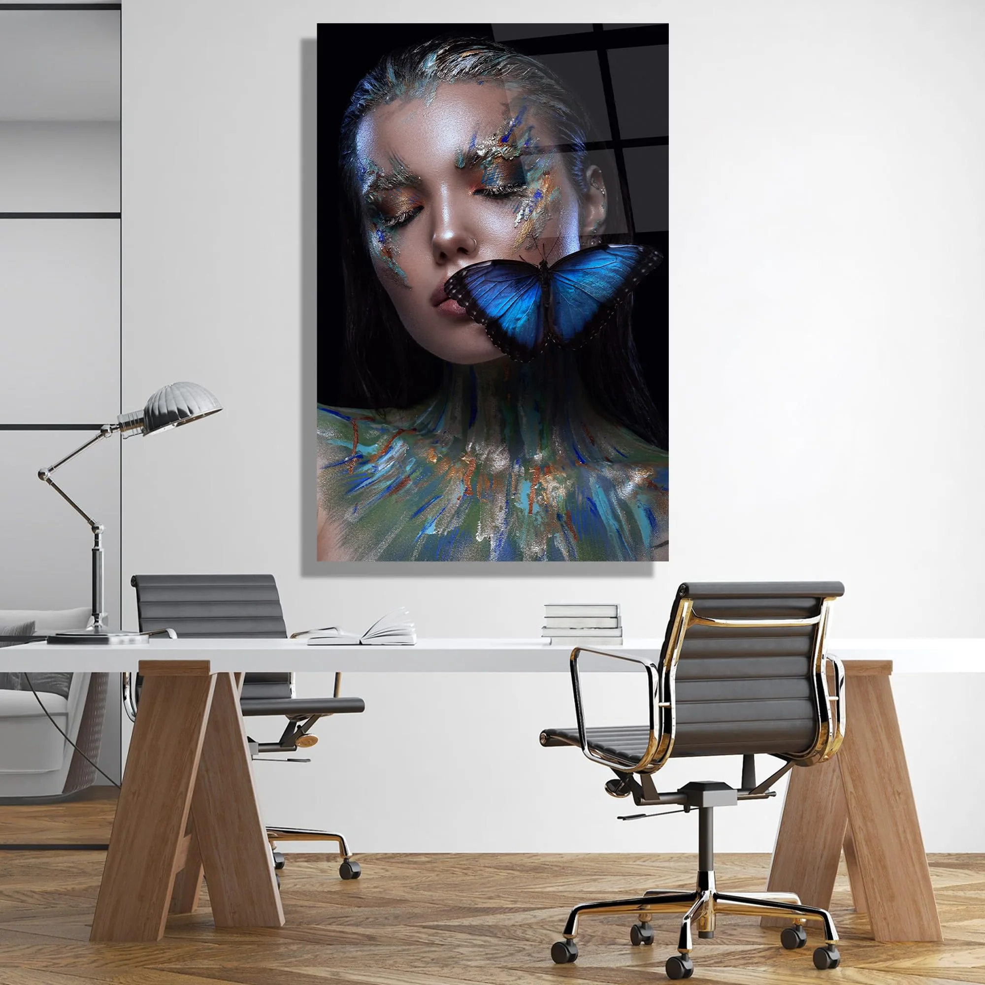 Butterfly Woman Glass Wall Art