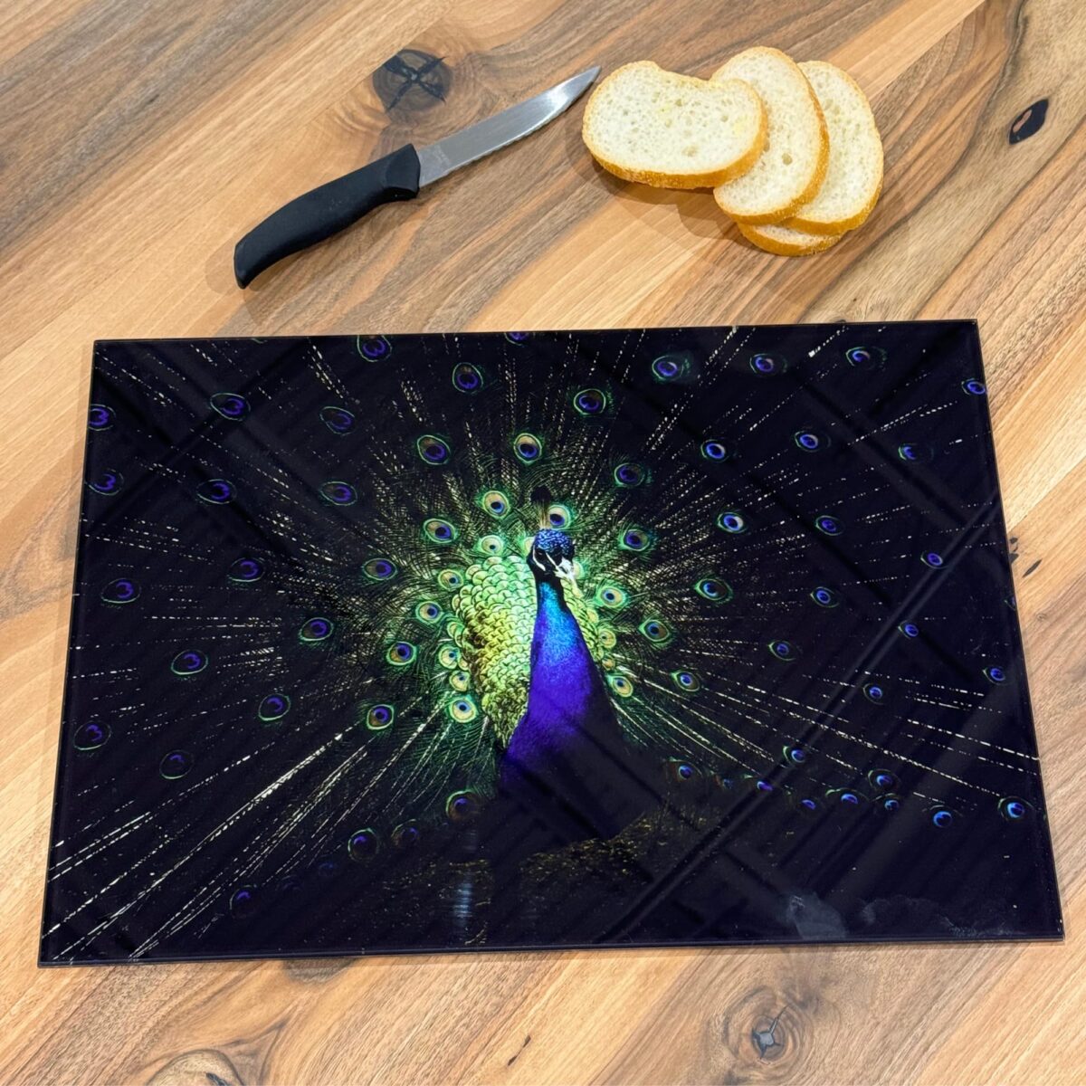 Peacock Tempered Glass Cutting Board