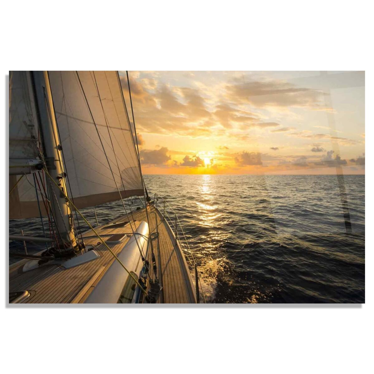 Sailboat and Sunset Glass Wall Art