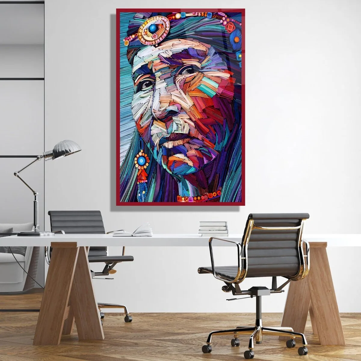 Colorful Tribal Portrait Glass Wall Art