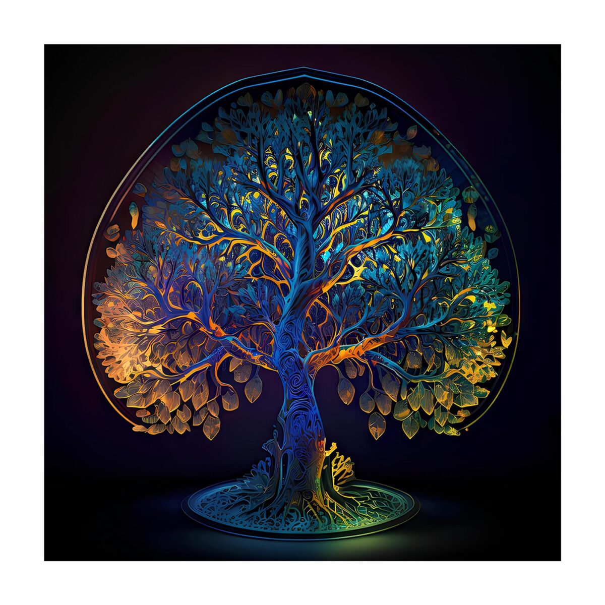 Glowing Tree of Life Glass Wall Art