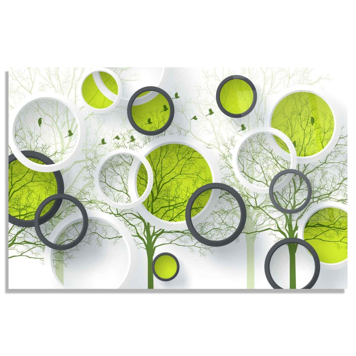 Abstract Trees and Approach Glass Wall Art