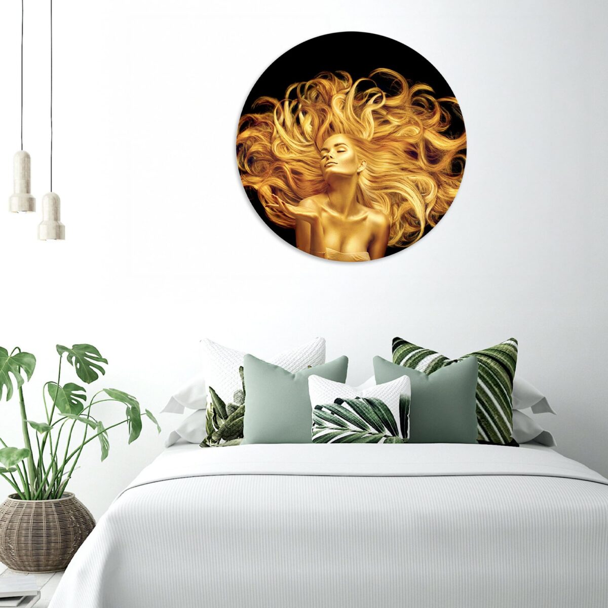 Golden Woman Glass Wall Art