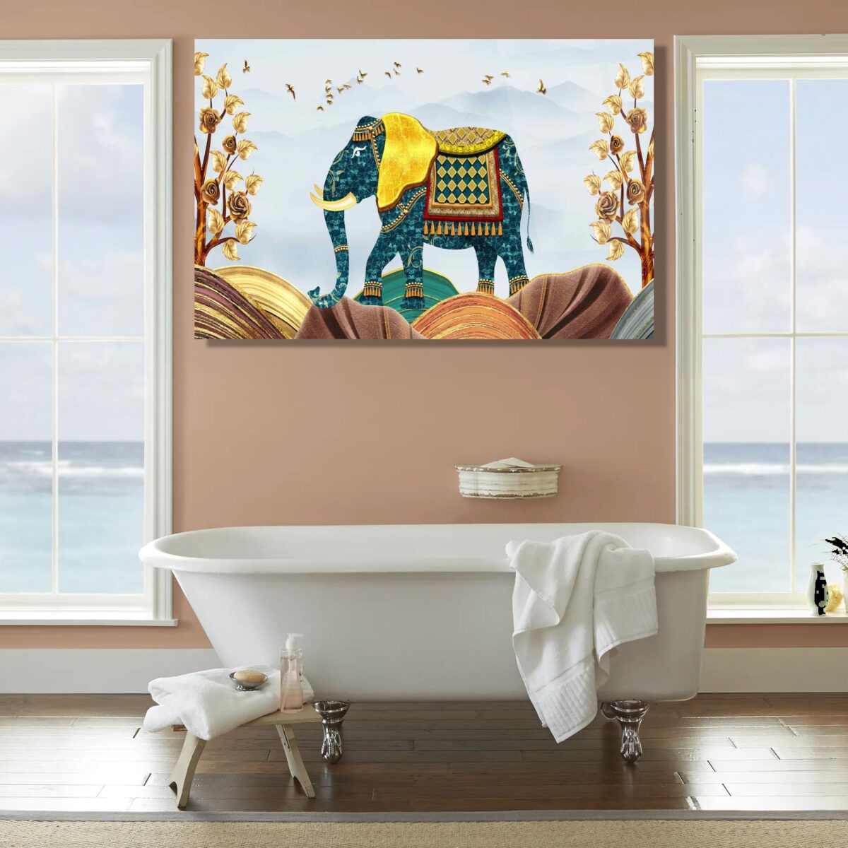 Majestic Elephant Glass Wall Art