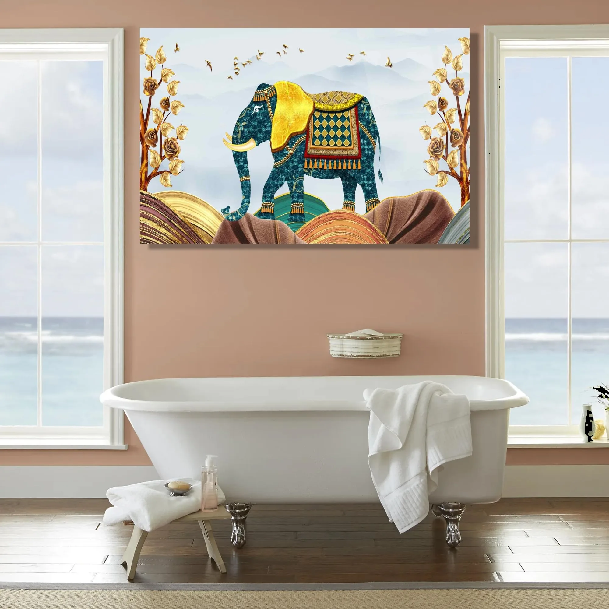 Majestic Elephant Glass Wall Art