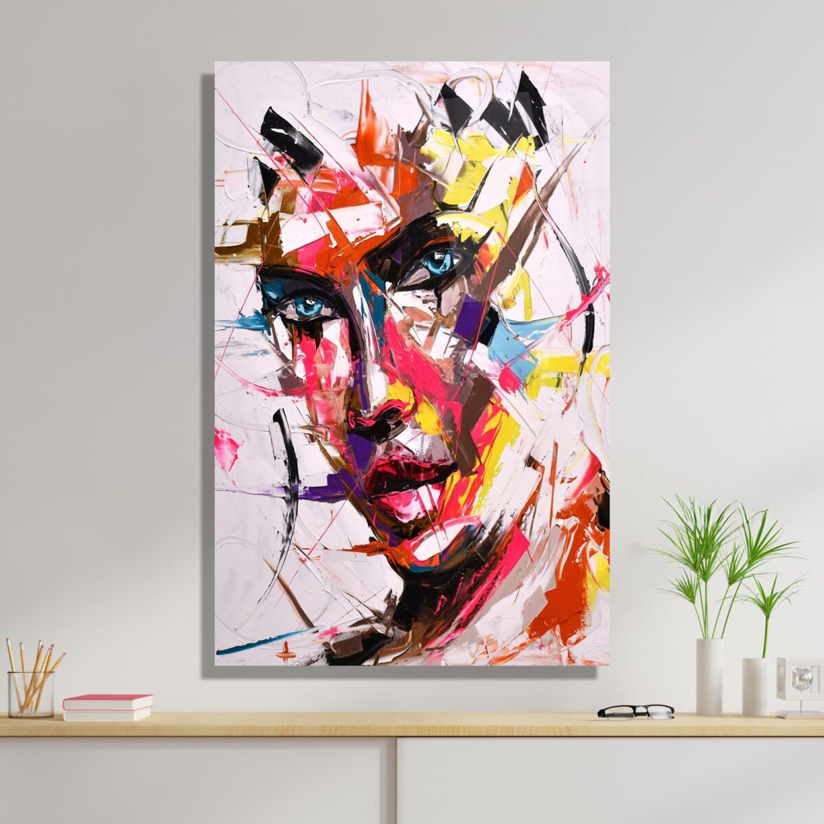 Abstract Face Glass Wall Art