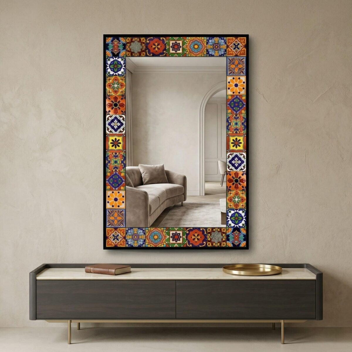 Tile Patterned Tempered Glass Mirror