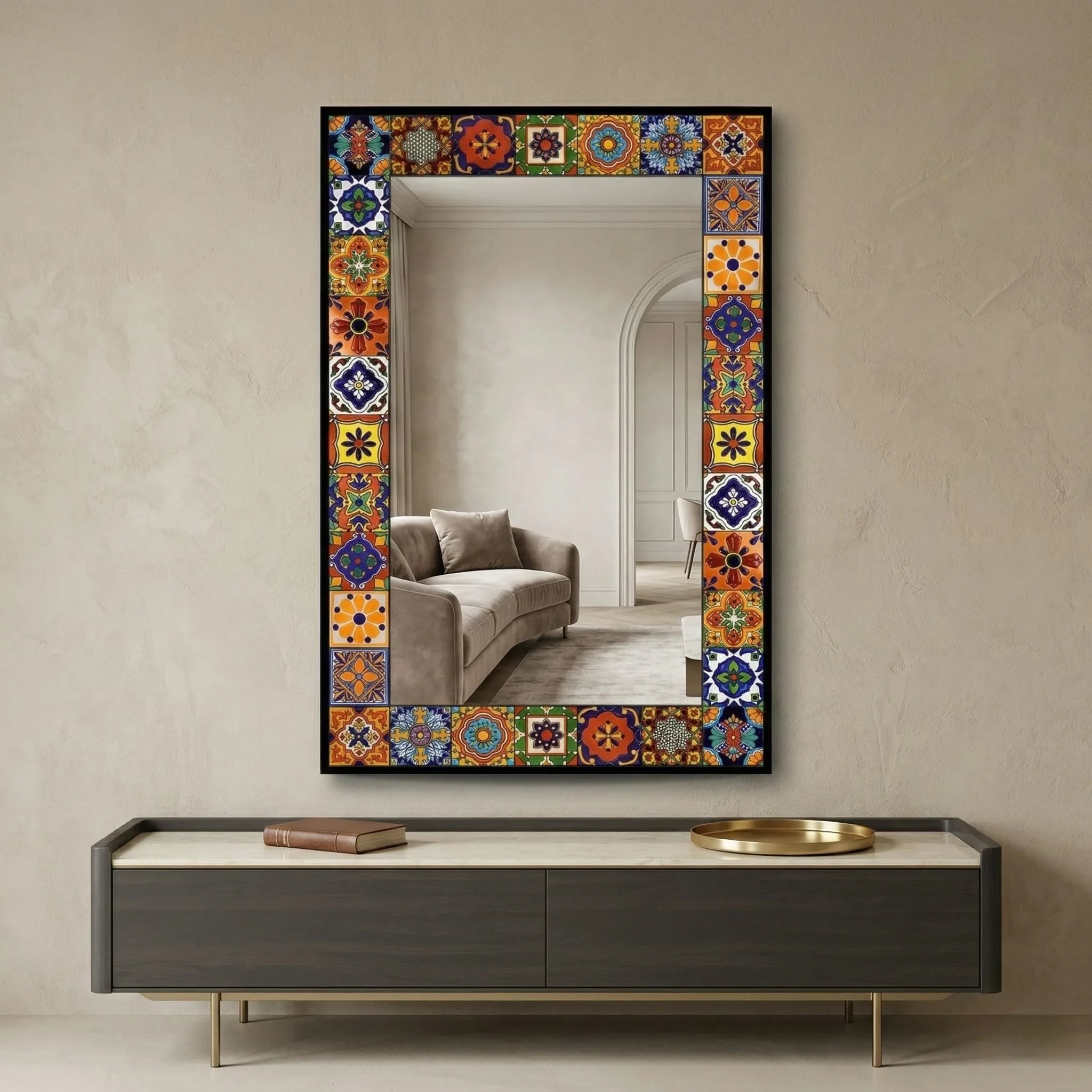 Tile Patterned Tempered Glass Mirror