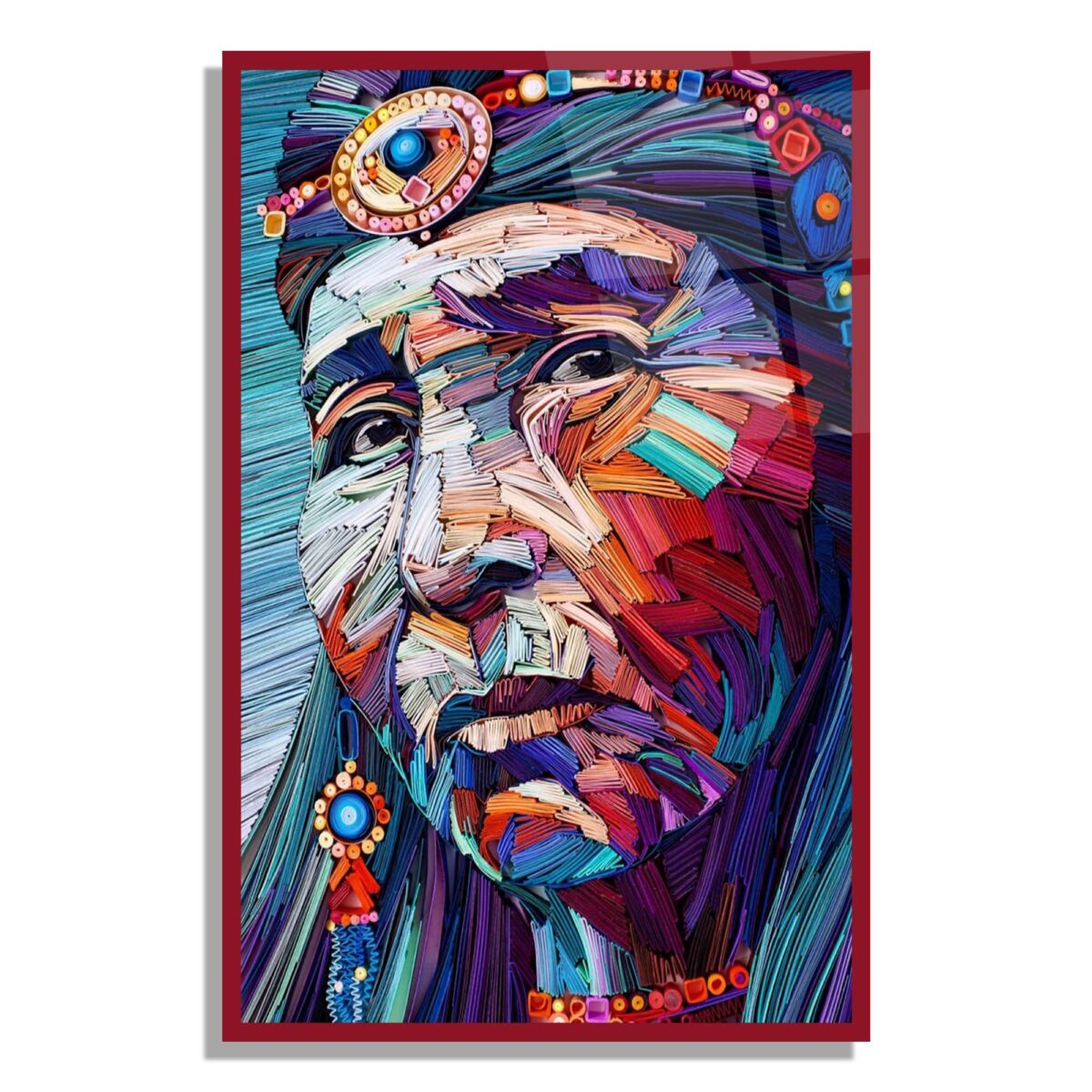 Colorful Tribal Portrait Glass Wall Art