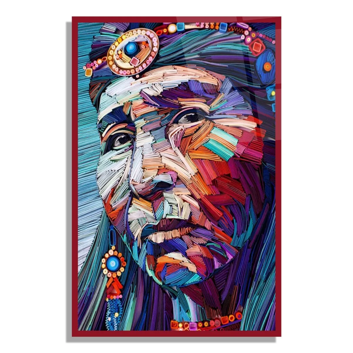 Colorful Tribal Portrait Glass Wall Art