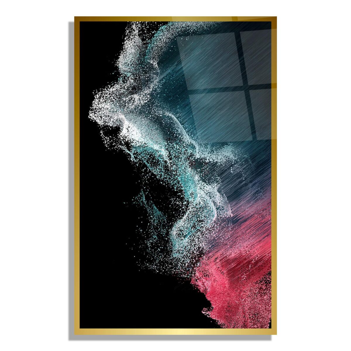 Abstract Human Silhouette Particle Design Glass Wall Art