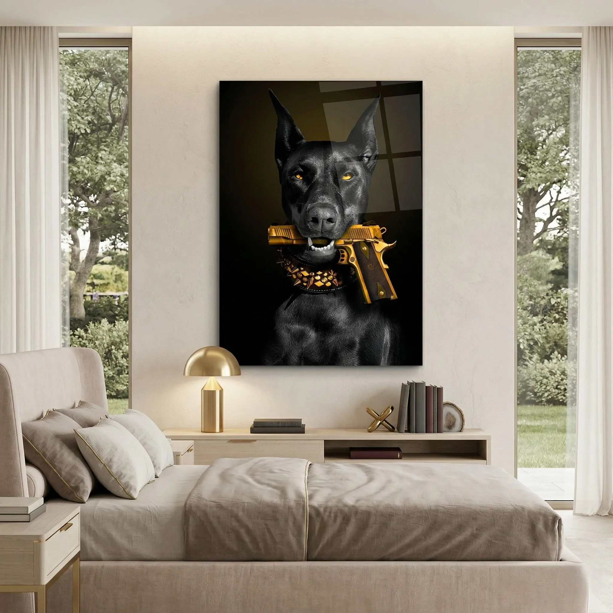 Doberman Dog Glass Wall Art