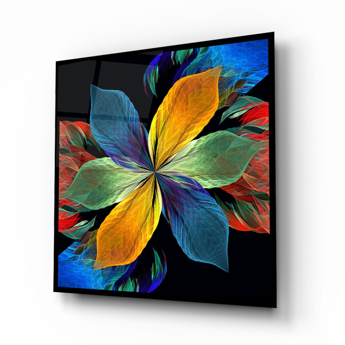 Colorful Fractal Flower Glass Wall Art