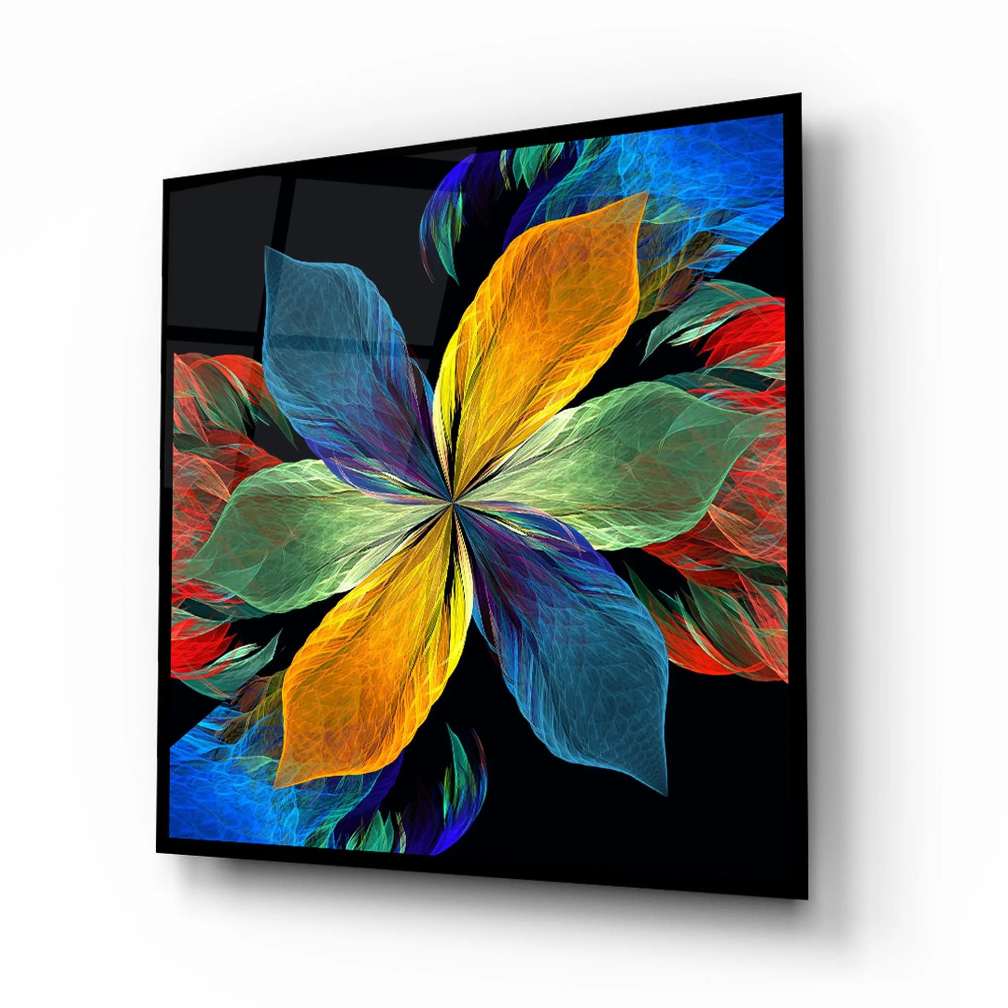 Colorful Fractal Flower Glass Wall Art