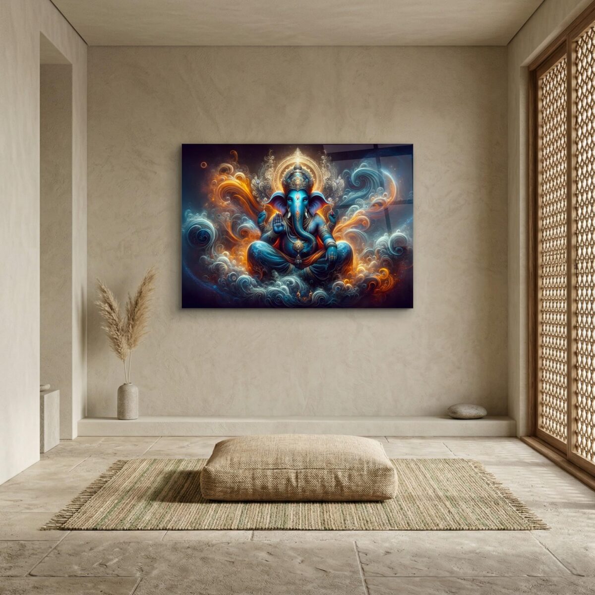 Ganesha Hindu Spiritual Glass Wall Art