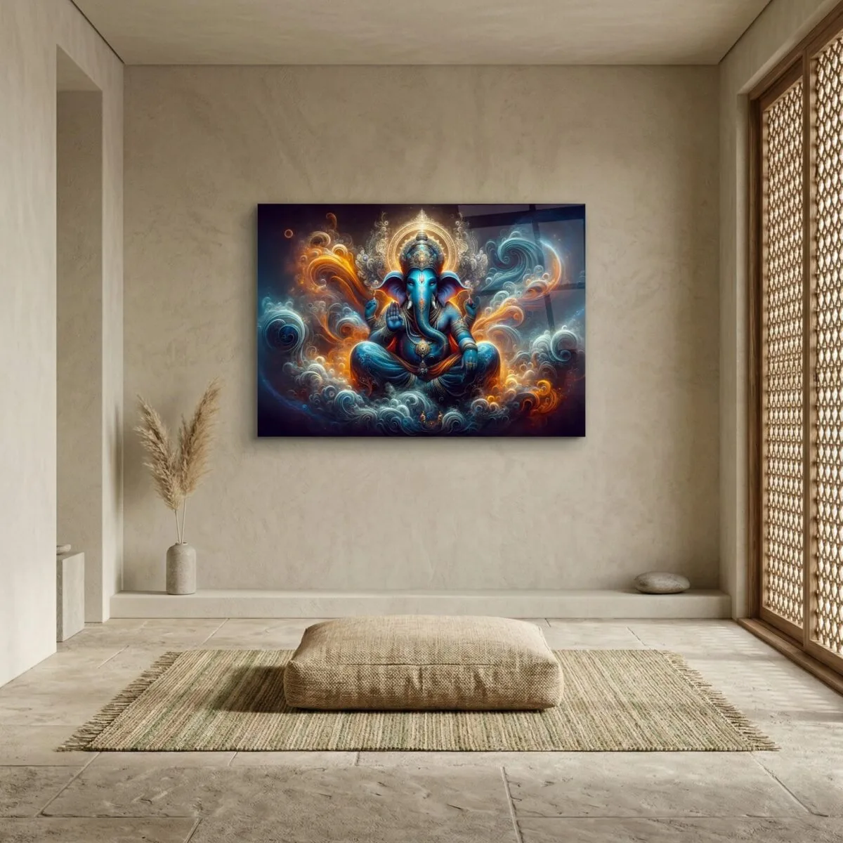 Ganesha Hindu Spiritual Glass Wall Art