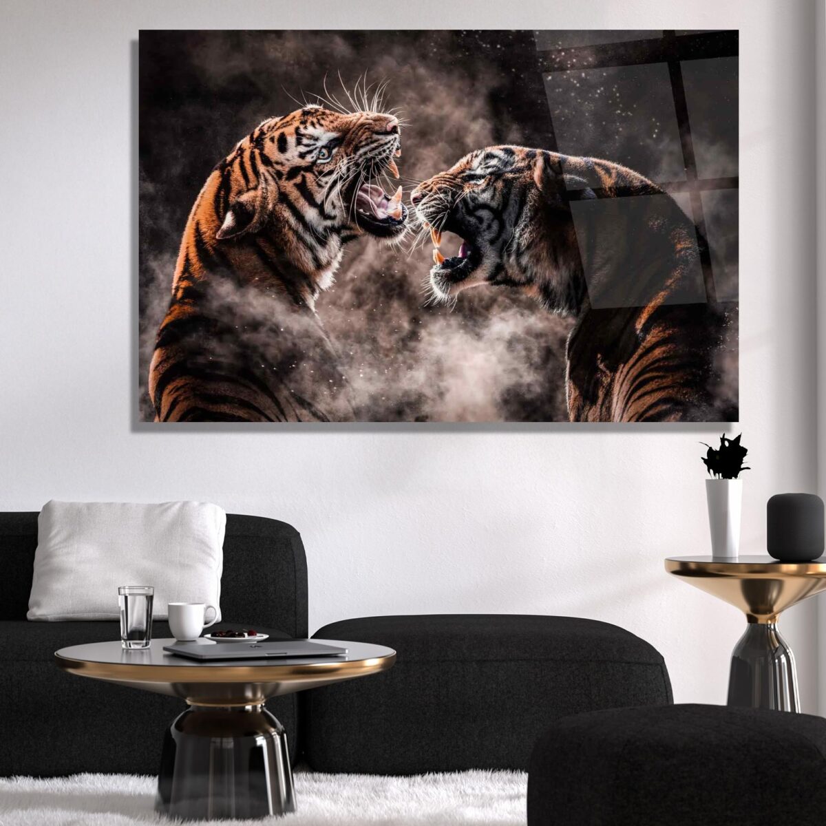 Warrior Tigers Glass Wall Art