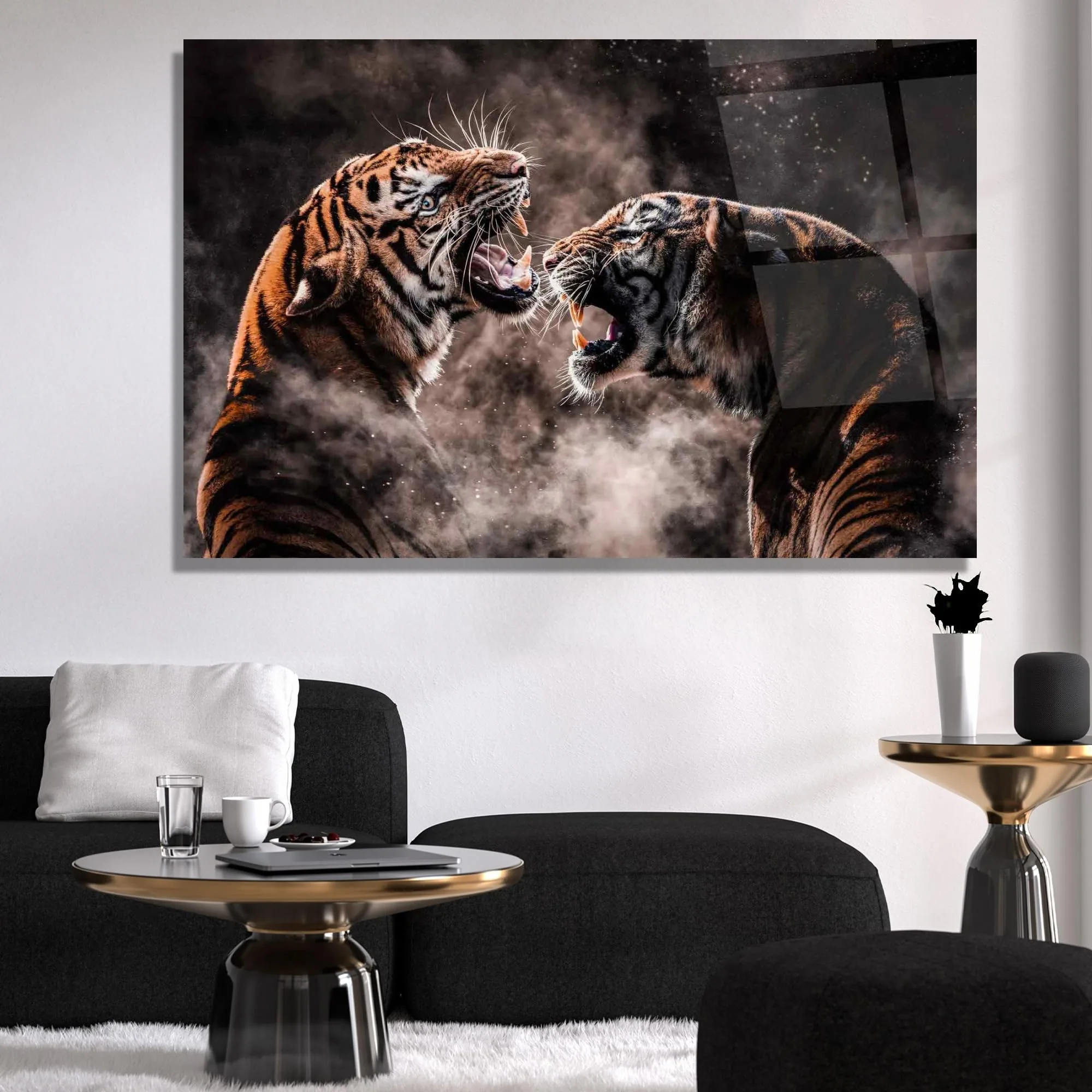 Warrior Tigers Glass Wall Art