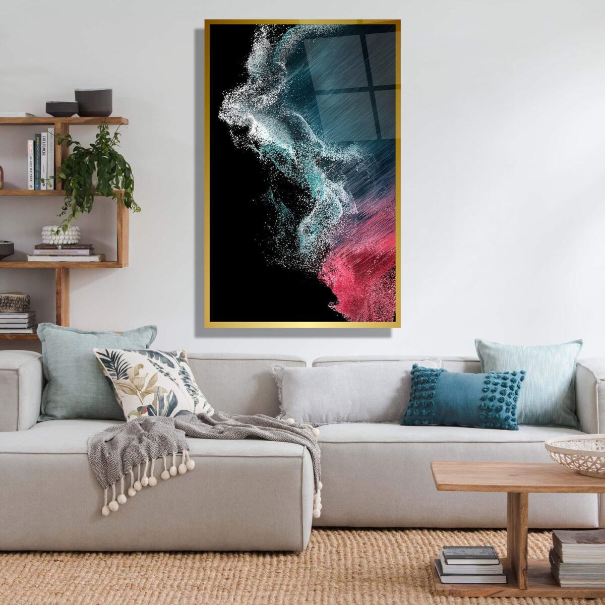 Abstract Human Silhouette Particle Design Glass Wall Art
