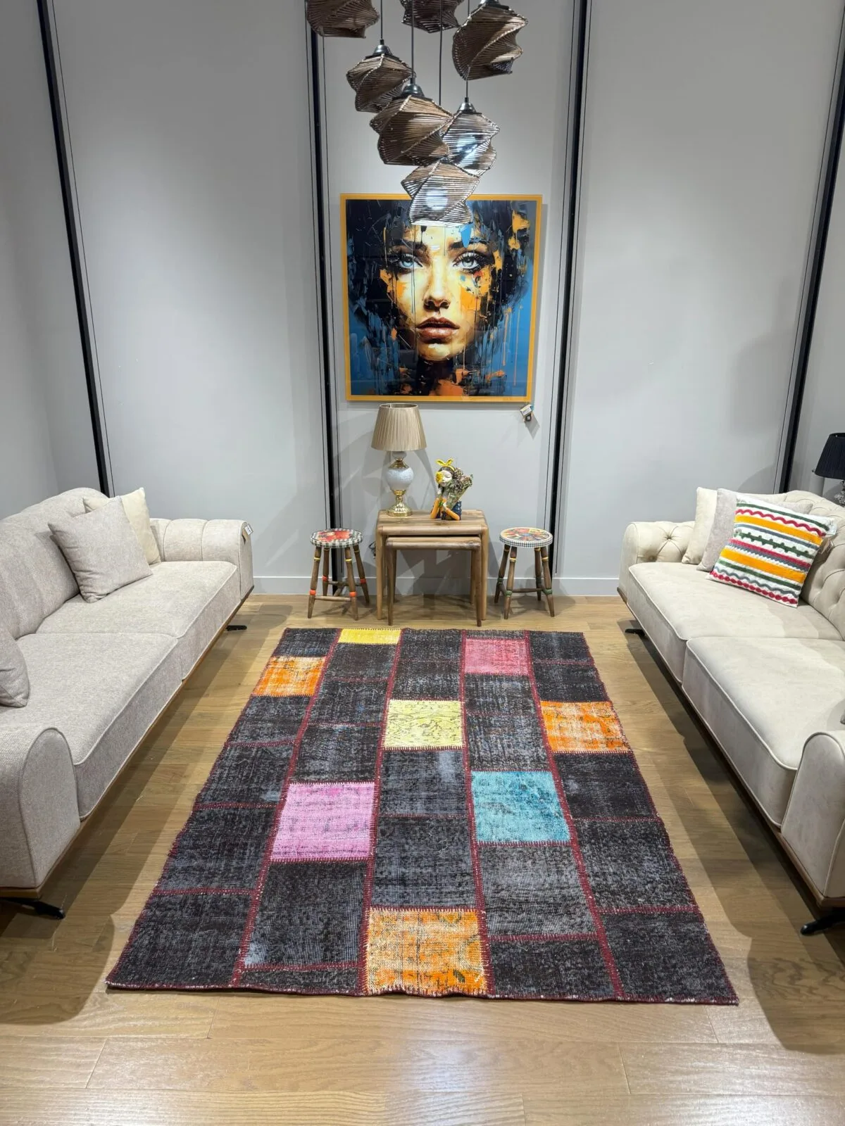 Black Spectrum Vintage Turkish Patchwork Rug