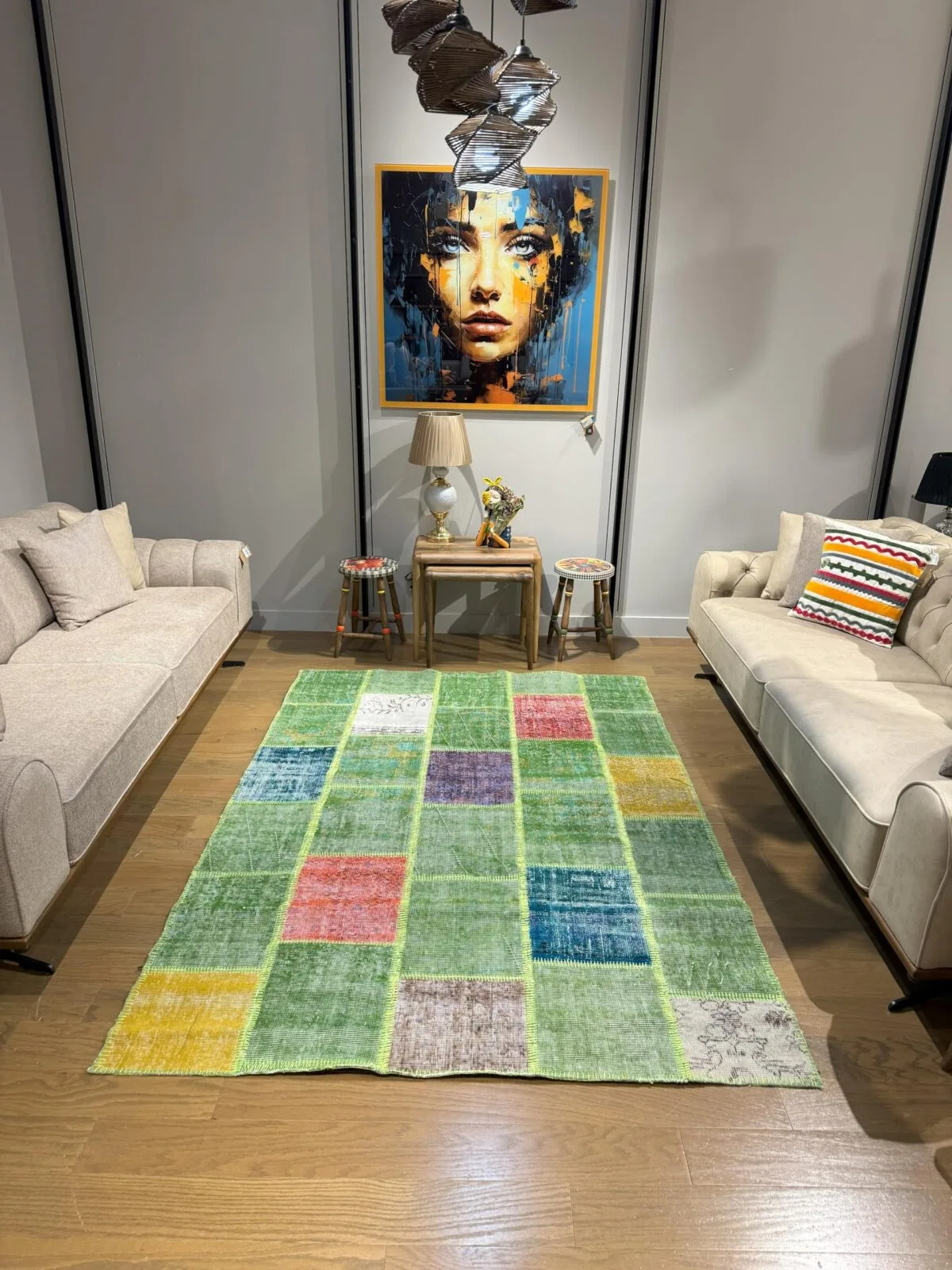 Meadow Mist Vintage Turkish Patchwork Rug