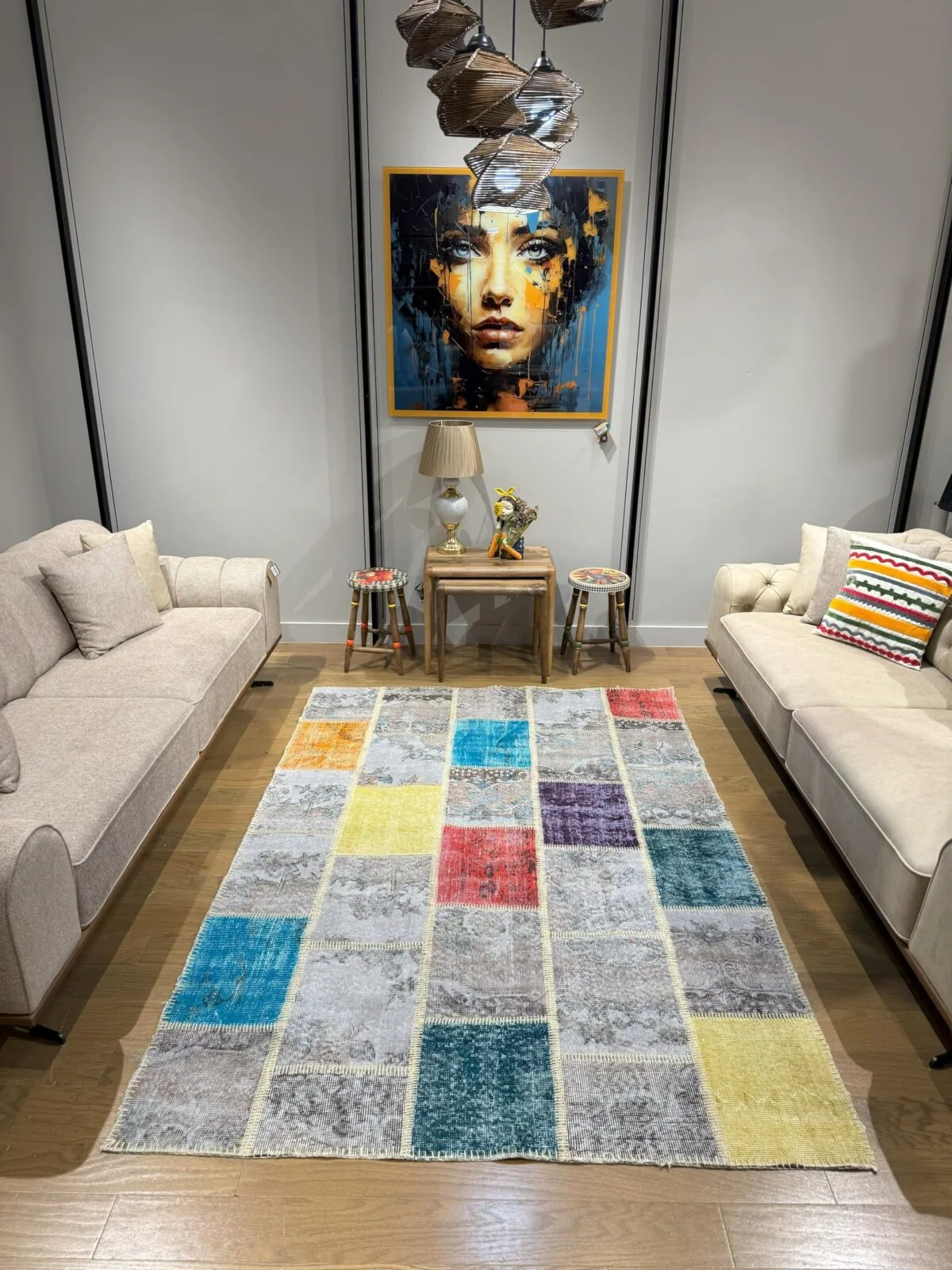Smoky Multicolor Vintage Turkish Patchwork Rug