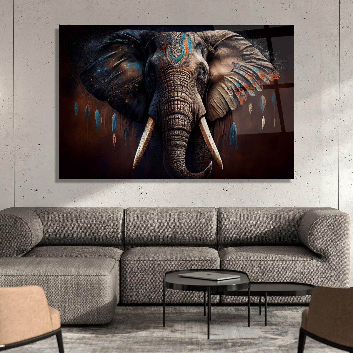 Elephant Portrait Glass Wall Art