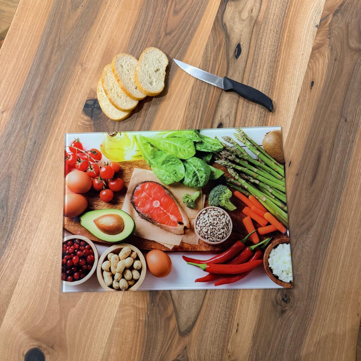 Salmon & Avocado Tempered Glass Cutting Board