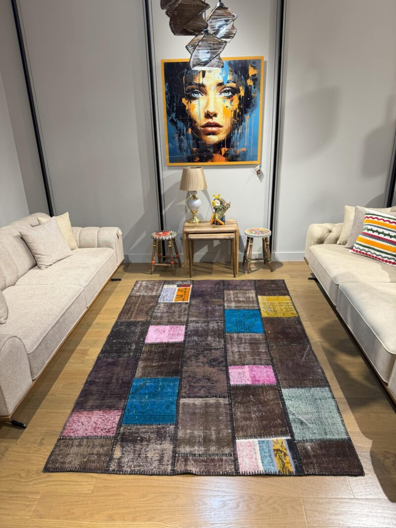 Onyx Spectrum Vintage Turkish Patchwork Rug
