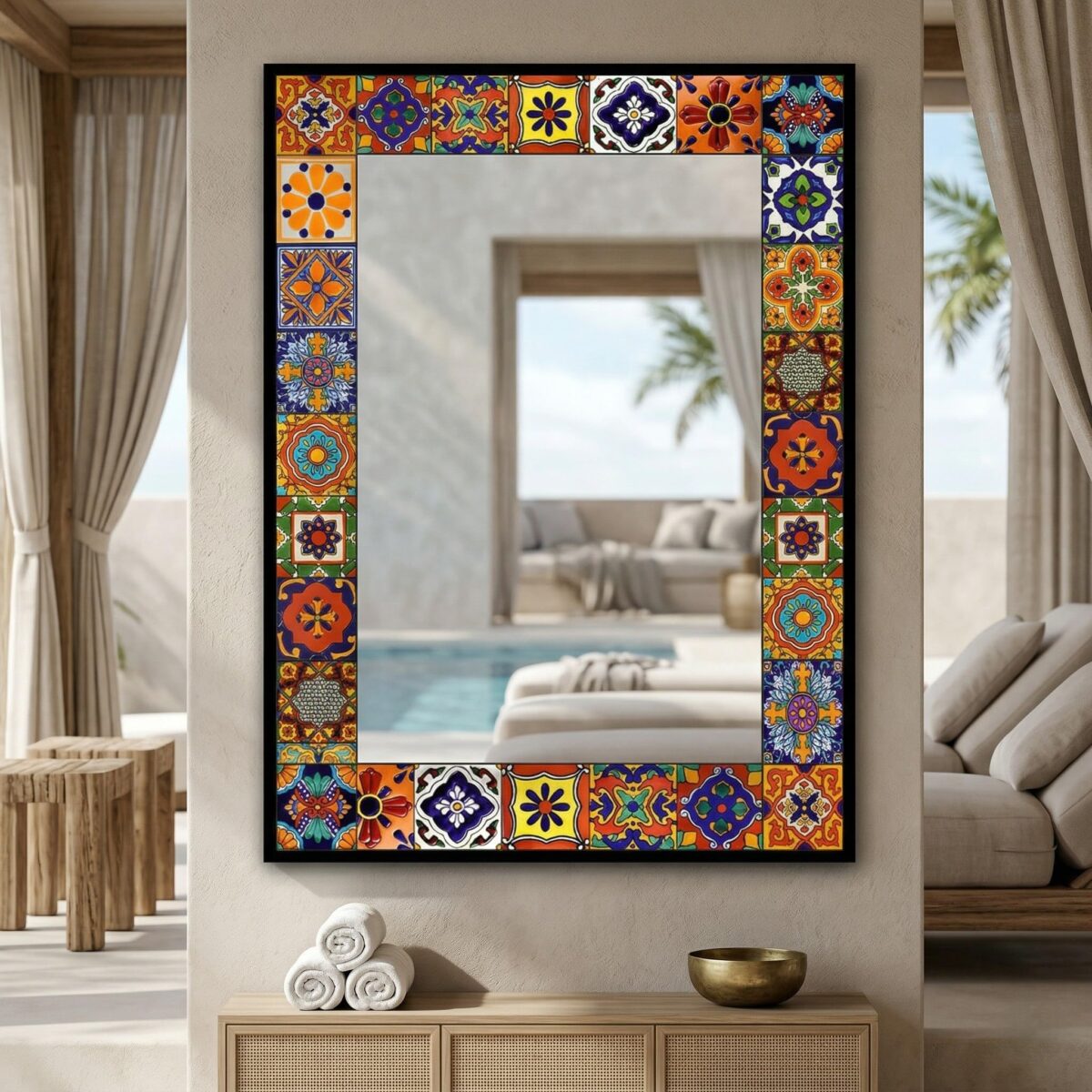 Tile Patterned Tempered Glass Mirror