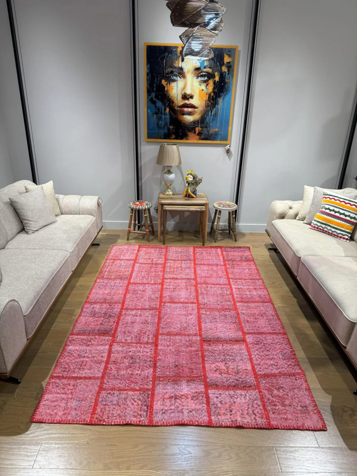 Crimson Dream Vintage Turkish Patchwork Rug