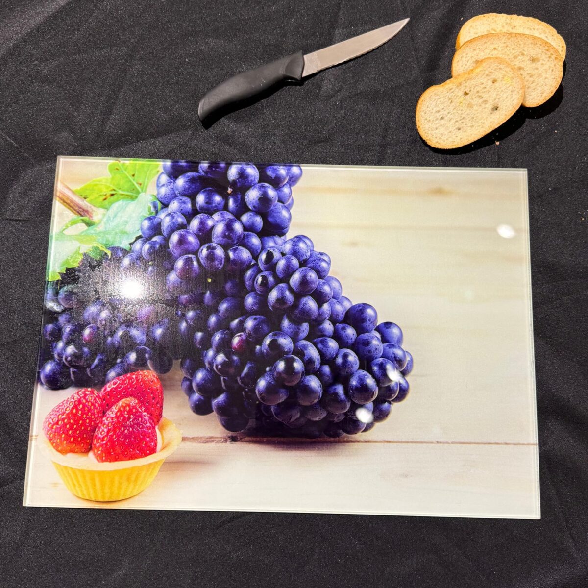 Grapes and Strawberry Tempered Glass Cutting Board