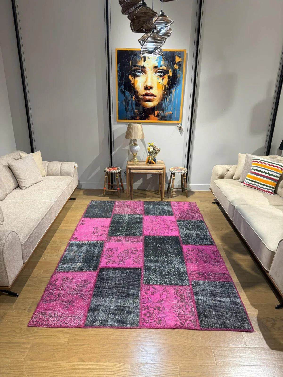 Midnight Rose Vintage Turkish Patchwork Rug