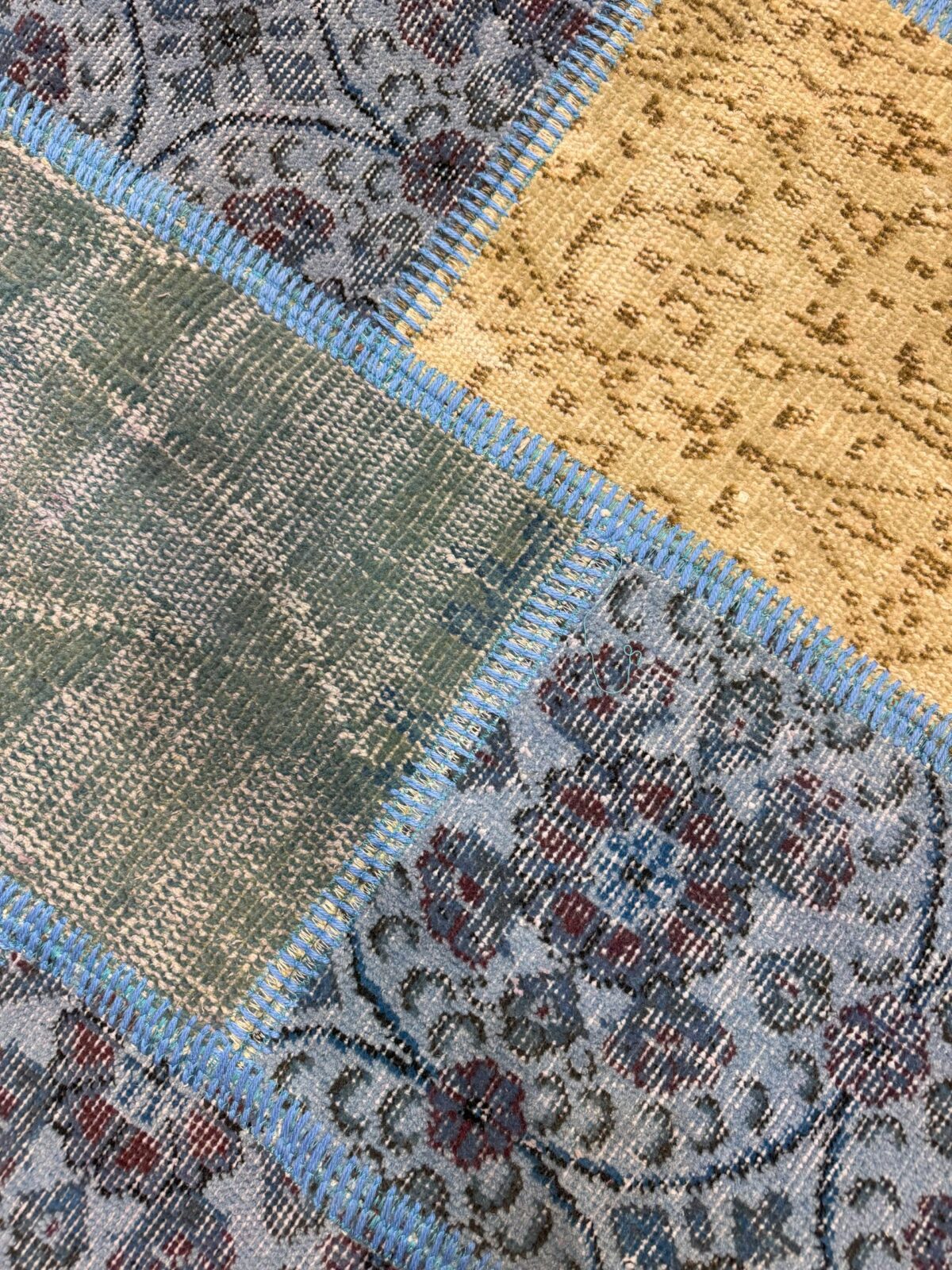 Azure Ember Vintage Turkish Patchwork Rug