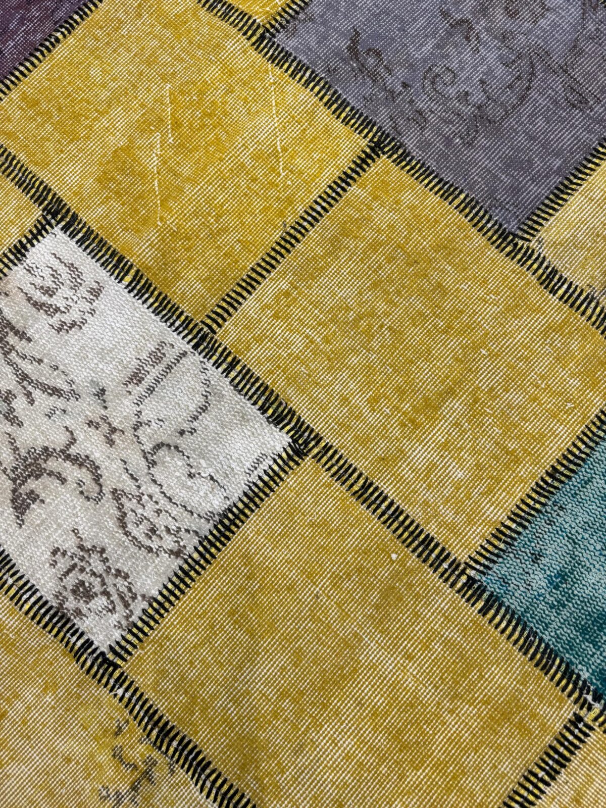 Golden Mosaick Vintage Turkish Patchwork Rug