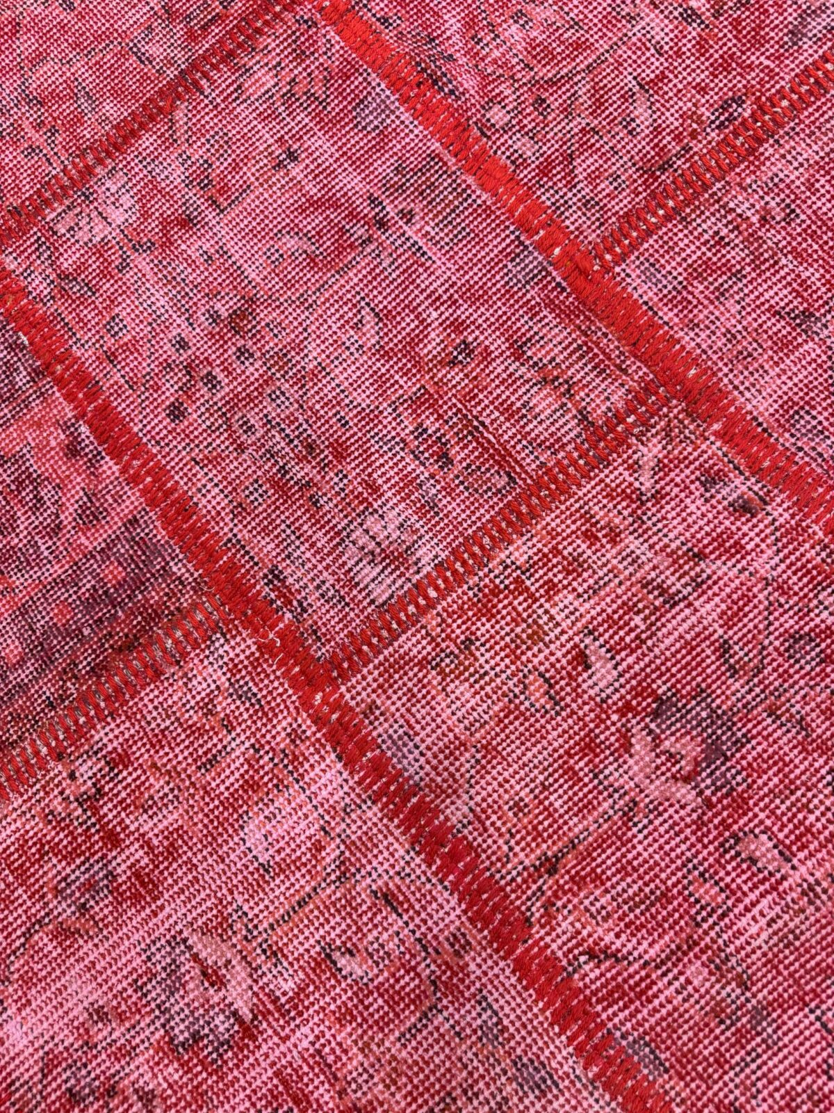 Crimson Dream Vintage Turkish Patchwork Rug