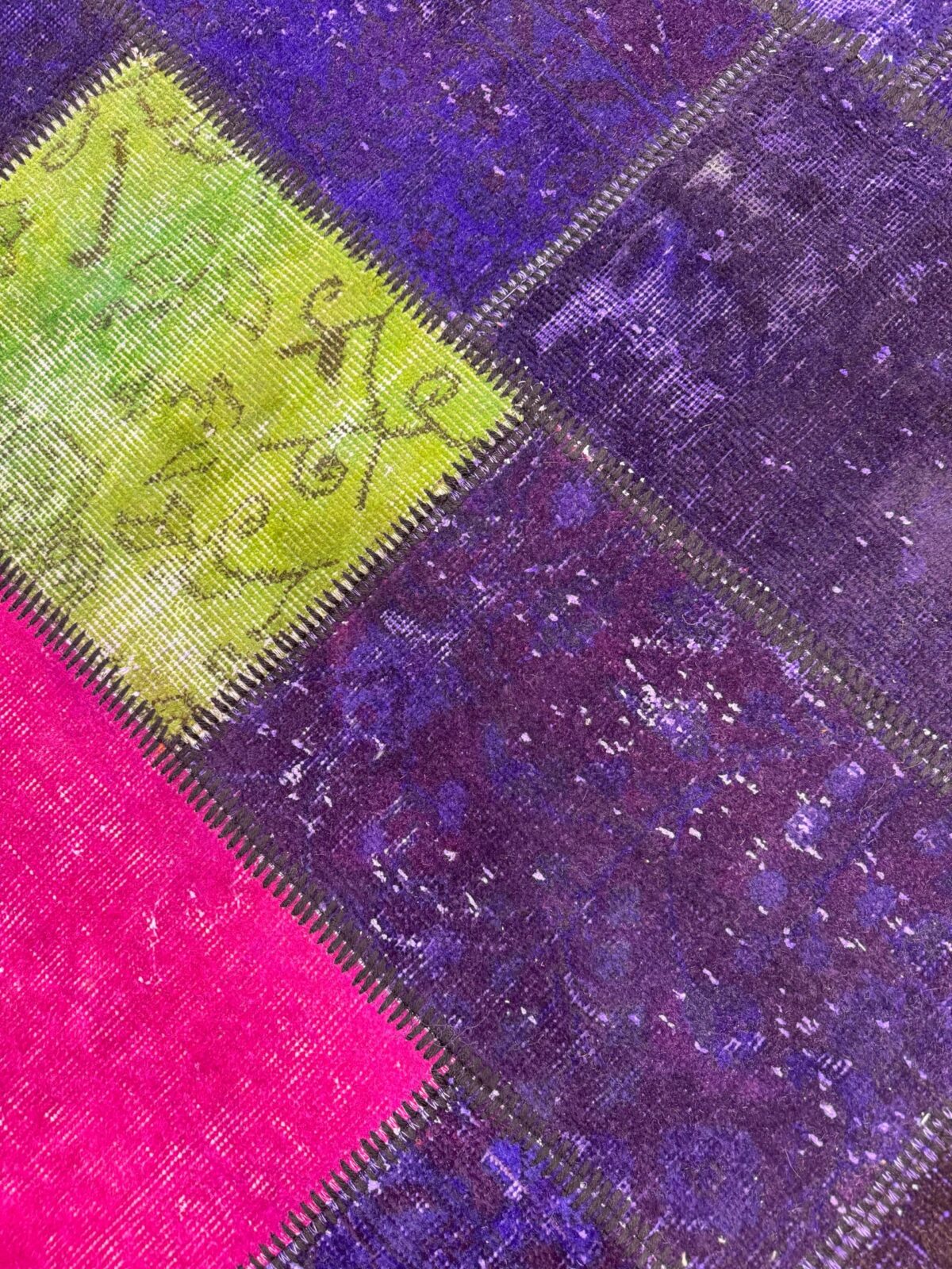Navy Vibrant Vintage Turkish Patchwork Rug