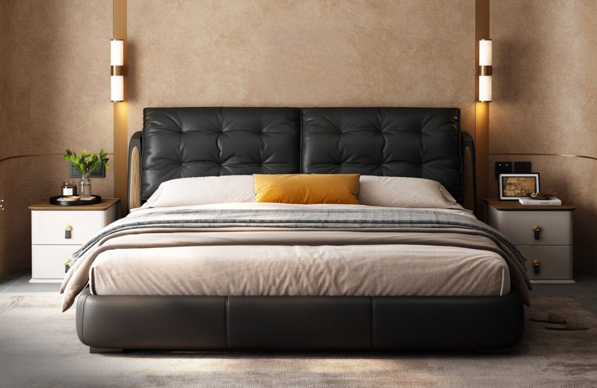Ferozzi Austin Bed with Nightstands, 2027 Collection with walnut details