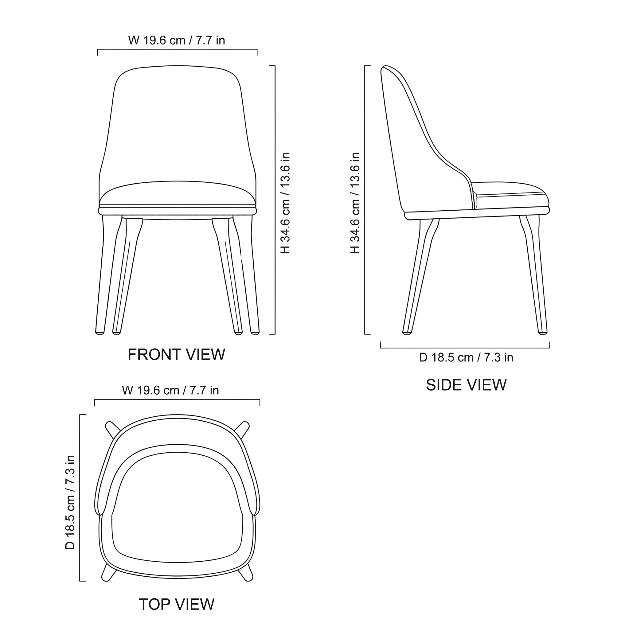 Berlin Modern Dining Chair dimensions