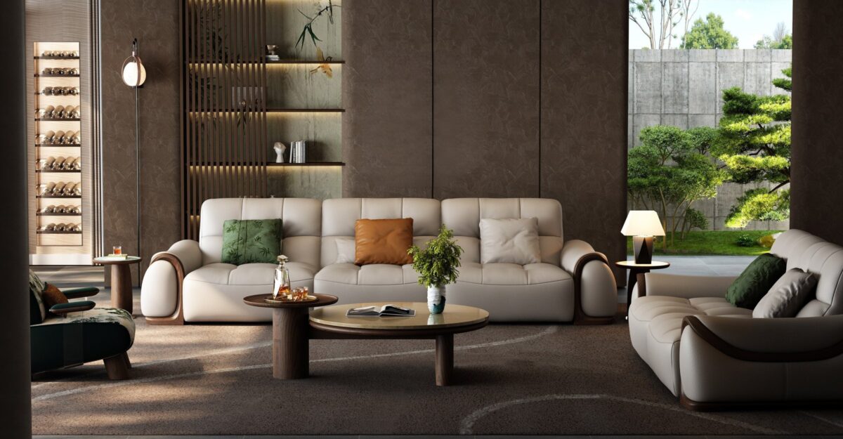 Ferozzi Beverly Sofa, 2027 Collection with walnut details