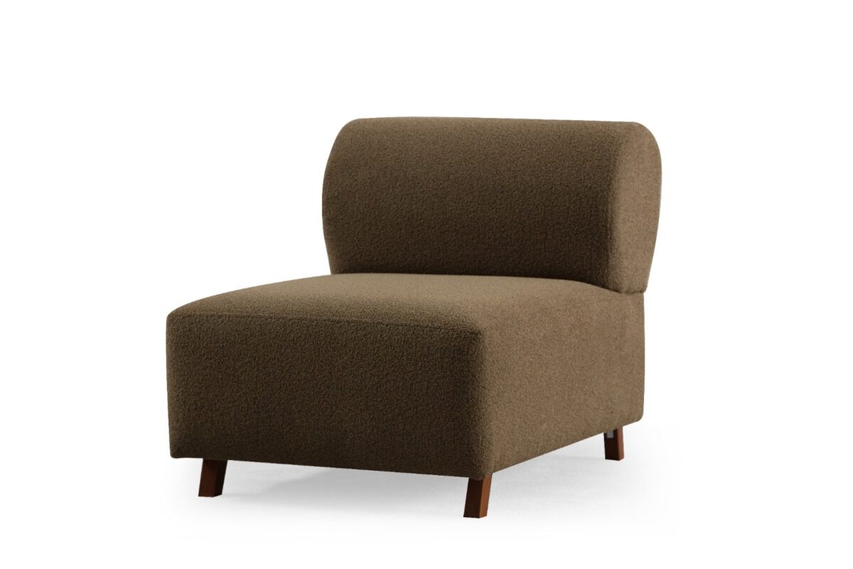 Cardea olive green armless accent chair with wood legs – Ferozzi