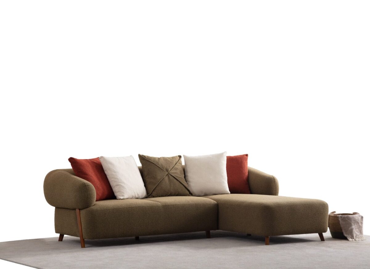 Cardea olive green chaise sectional sofa with wood legs – Ferozzi furniture